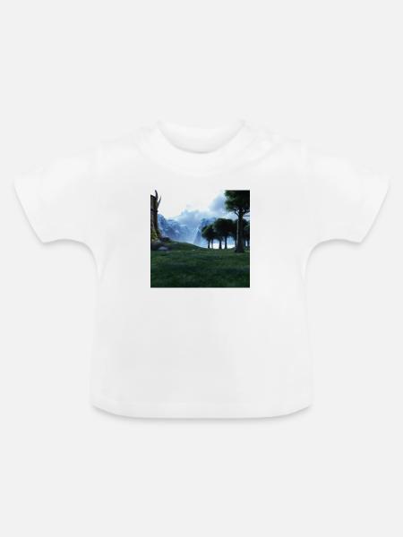 Wunderschöne Berglandschaft im Nebel - Baby Bio-T-Shirt mit Rundhals - Weiß