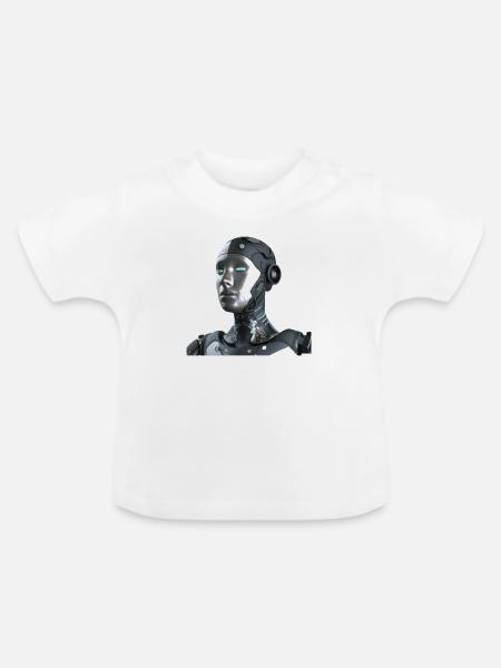 Roboter - Baby Bio-T-Shirt mit Rundhals - Weiß