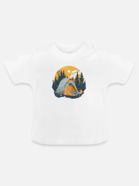 Camping im Wald - Baby Bio-T-Shirt mit Rundhals - Weiß