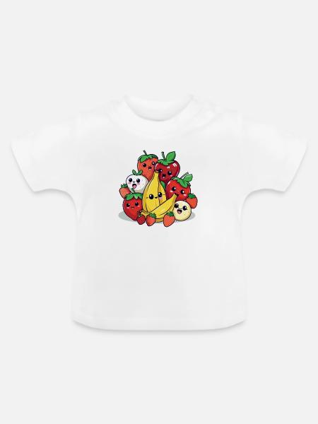 Kawaii-Früchte Nr. 2 - Baby Bio-T-Shirt mit Rundhals - Weiß