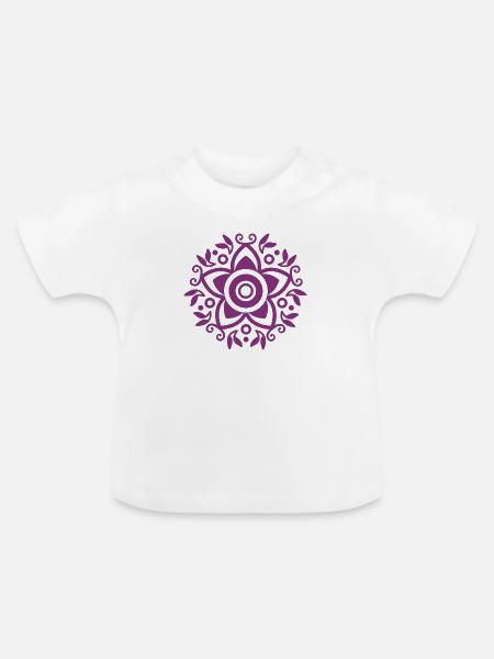 Rose des Lebens - Baby Bio-T-Shirt mit Rundhals - Weiß