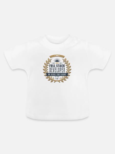 Full Stack Developer dunkel - Baby Bio-T-Shirt mit Rundhals - Weiß