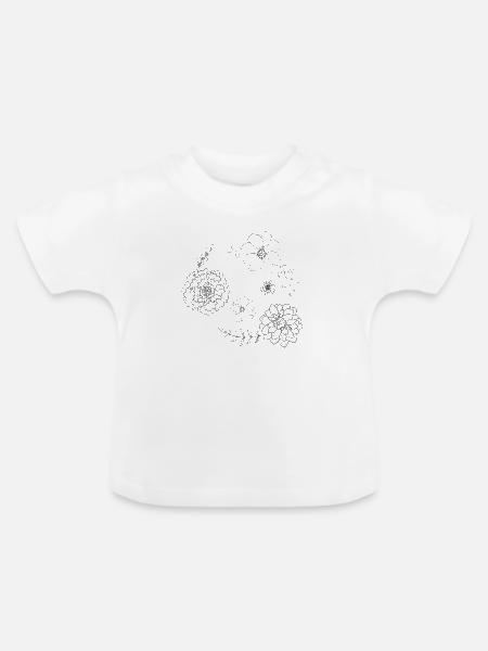 Blumen Muster - Baby Bio-T-Shirt mit Rundhals - Weiß