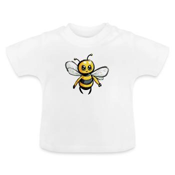 Fliegende Glücksbiene Bienchen - Baby Bio-T-Shirt mit Rundhals - Weiß - Vorne