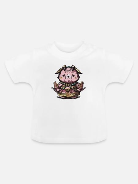 Tierischer Samurai - Baby Bio-T-Shirt mit Rundhals - Weiß