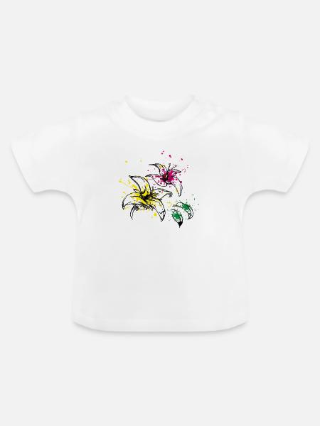 blüten splash - Baby Bio-T-Shirt mit Rundhals - Weiß