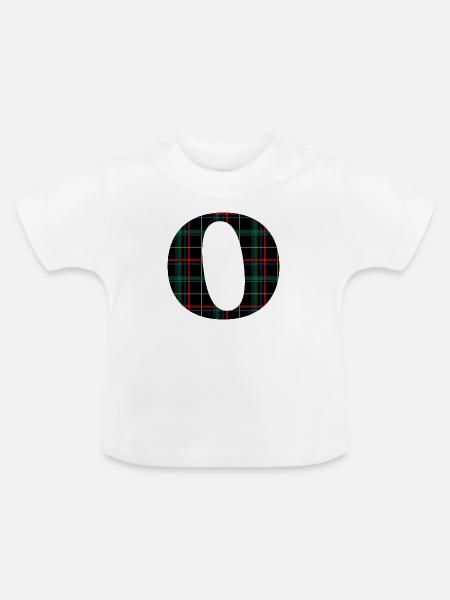 Monogramm o schottischer Tartan - Baby Bio-T-Shirt mit Rundhals - Weiß