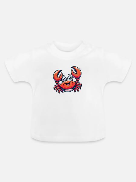 krabbe comic - Baby Bio-T-Shirt mit Rundhals - Weiß