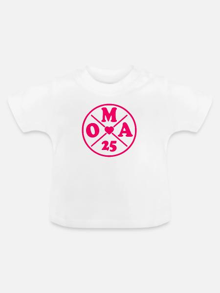 Oma 2025 - Baby Bio-T-Shirt mit Rundhals - Weiß
