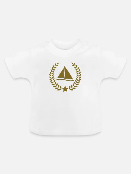 lorbeerkranz_segeln__f1 - Baby Bio-T-Shirt mit Rundhals - Weiß