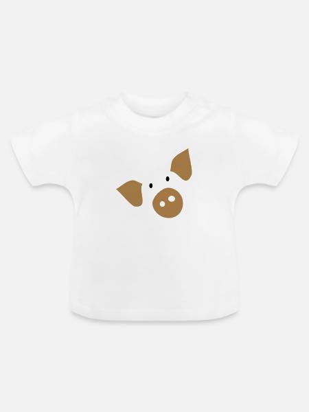 piggy_face_farm Tier - Baby Bio-T-Shirt mit Rundhals - Weiß