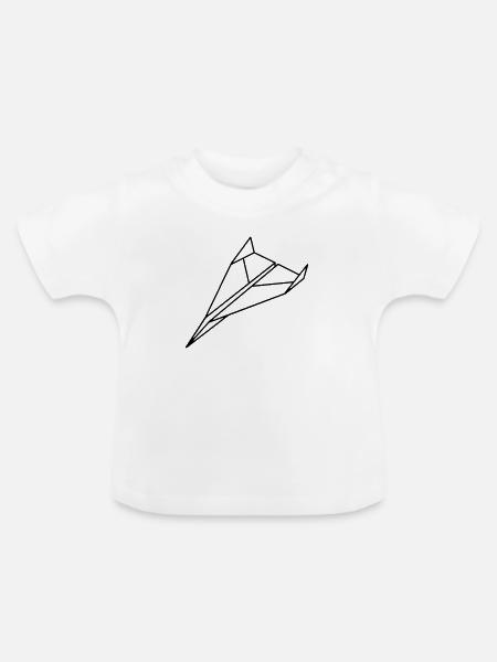 Papier _Flugzeug_a1 - Baby Bio-T-Shirt mit Rundhals - Weiß