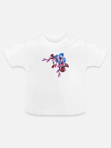 Blumen - Baby Bio-T-Shirt mit Rundhals - Weiß