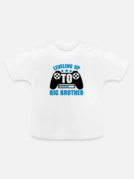Leveling up big brother - Baby Bio-T-Shirt mit Rundhals - Weiß