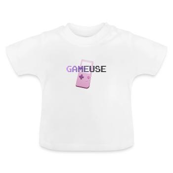 Retro gaming gamer - Baby Organic T-Shirt with Round Neck - white - Front