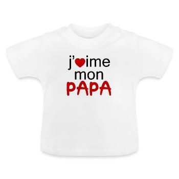 J'aime mon Papa - T-shirt bio col rond Bébé - blanc - Devant