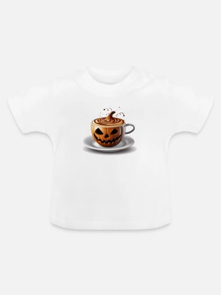 Halloween Kaffeetasse Süßes oder Saures - Baby Bio-T-Shirt mit Rundhals - Weiß