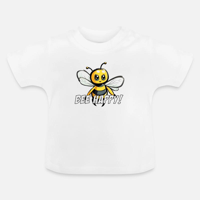 Bee Happy Bee Rire - T-shirt bio col rond Bébé - blanc
