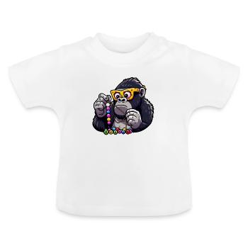 Gorilla-Perlen auffädeln - Baby Bio-T-Shirt mit Rundhals - Weiß - Vorne