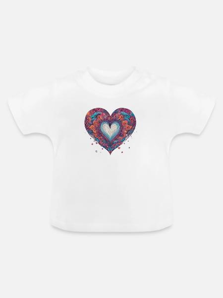 Heart psychedelic - Baby Bio-T-Shirt mit Rundhals - Weiß
