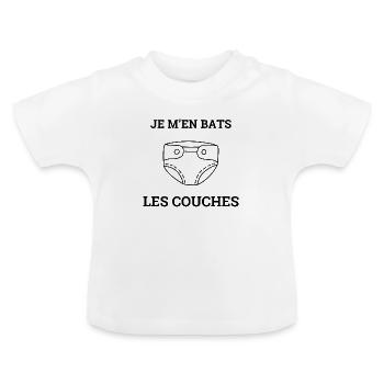 Je m'en bats les couches - T-shirt bio col rond Bébé - blanc - Devant