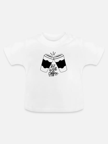 Kaffeezeit Doppelpack - Baby Bio-T-Shirt mit Rundhals - Weiß