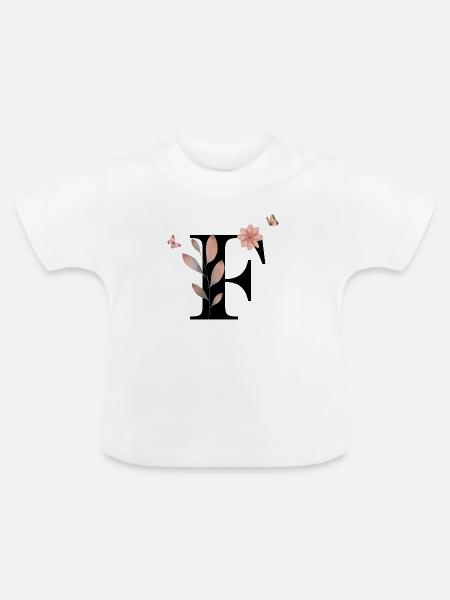 Buchstabe f Wildblumen Aquarelle - Baby Bio-T-Shirt mit Rundhals - Weiß