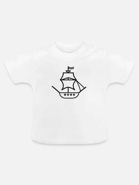 Piratenschiff - Baby Bio-T-Shirt mit Rundhals - Weiß