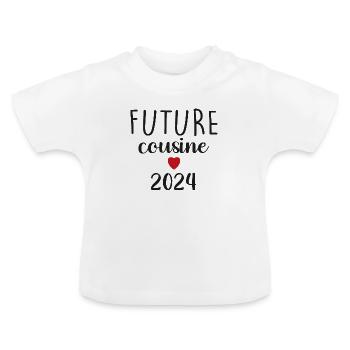 retro t-shirt cadeau futur cousine - T-shirt bio col rond Bébé - blanc - Devant