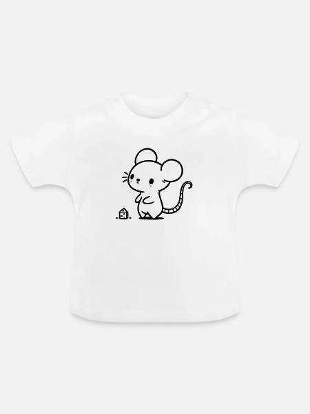 Maus - Baby Bio-T-Shirt mit Rundhals - Weiß
