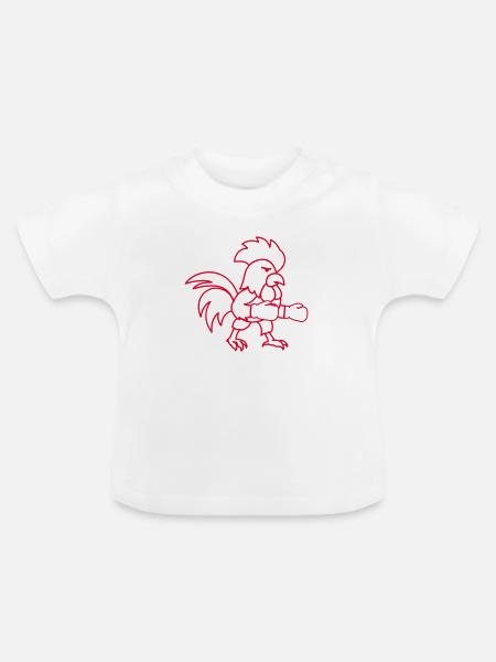 hahn boxer - Baby Bio-T-Shirt mit Rundhals - Weiß