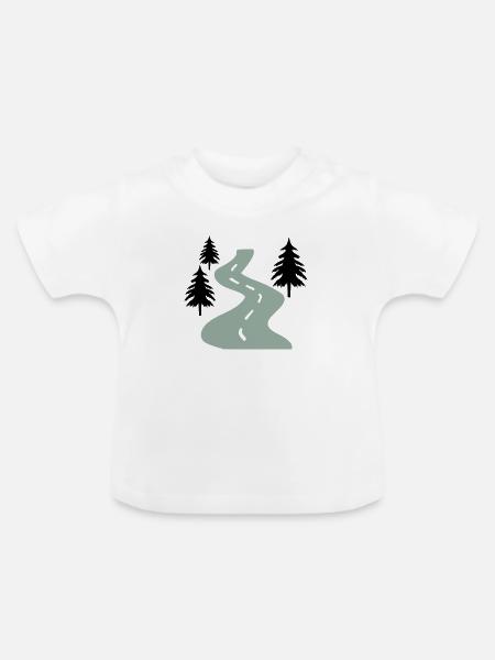 Straße Bäume Weg - Baby Bio-T-Shirt mit Rundhals - Weiß
