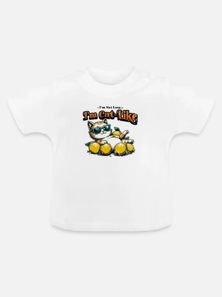Ich bin katzenartig - Baby Bio-T-Shirt mit Rundhals - Weiß