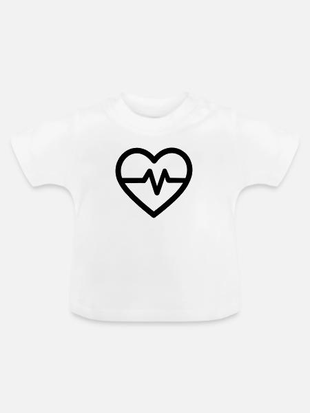 Herzschlag - Baby Bio-T-Shirt mit Rundhals - Weiß