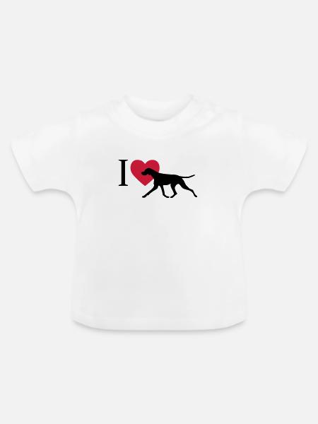 I love Pointer - Baby Bio-T-Shirt mit Rundhals - Weiß