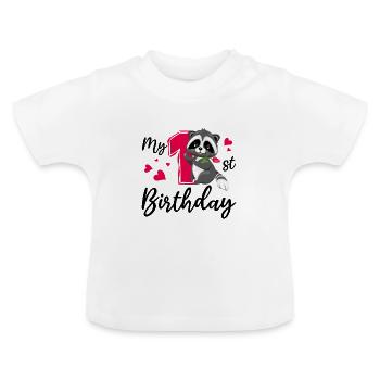 My first birthday - Baby Organic T-Shirt with Round Neck - white - Front