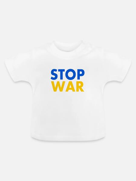 Stop war - Baby Bio-T-Shirt mit Rundhals - Weiß