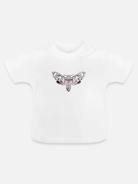 Motte,outline,grau,beige,Falter - Baby Bio-T-Shirt mit Rundhals - Weiß