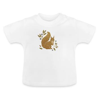 Wilde Tiere - Eichhörnchen - Baby Bio-T-Shirt mit Rundhals - Weiß - Vorne