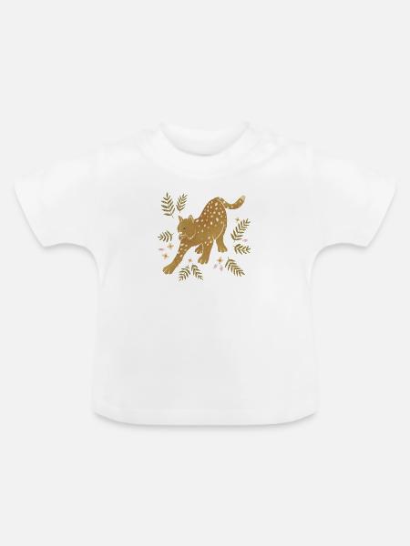 Wilde Tiere - Luchs - Baby Bio-T-Shirt mit Rundhals - Weiß