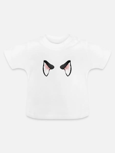 Schwarze Katzenohren - Baby Bio-T-Shirt mit Rundhals - Weiß