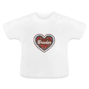Lebkuchenherz "Bruder" JGA - Baby Bio-T-Shirt mit Rundhals - Weiß - Vorne