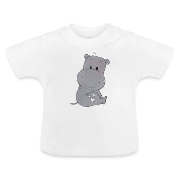 Hippo - Baby Bio-T-Shirt mit Rundhals - Weiß - Vorne