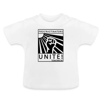 Les procrastinateurs s'unissent demain paresseux son cadeau - T-shirt bio col rond Bébé - blanc - Devant