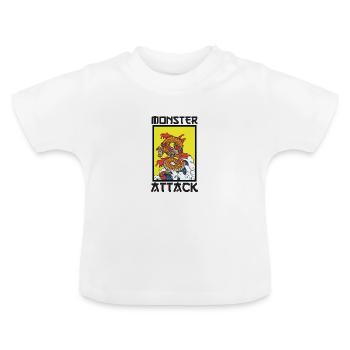 Monster Attack - Baby Organic T-Shirt with Round Neck - white - Front