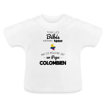 Bébés égaux meilleurs ont un papa Colombien - T-shirt bio col rond Bébé - blanc - Devant