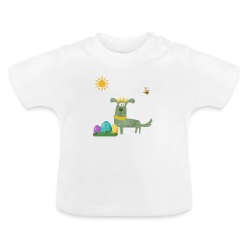 lustiger Hund mit Ostereiern - Baby Bio-T-Shirt mit Rundhals - Weiß - Vorne