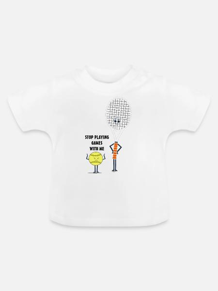 Lustiges Tennis Bild Comic Schläger Ball Spruch - Baby Bio-T-Shirt mit Rundhals - Weiß