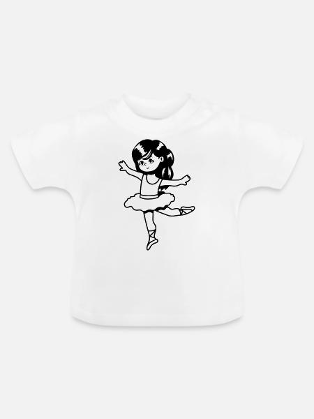 ballerina kind mädchen - Baby Bio-T-Shirt mit Rundhals - Weiß