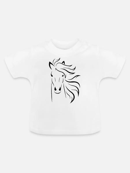 Pferdekopf - Baby Bio-T-Shirt mit Rundhals - Weiß